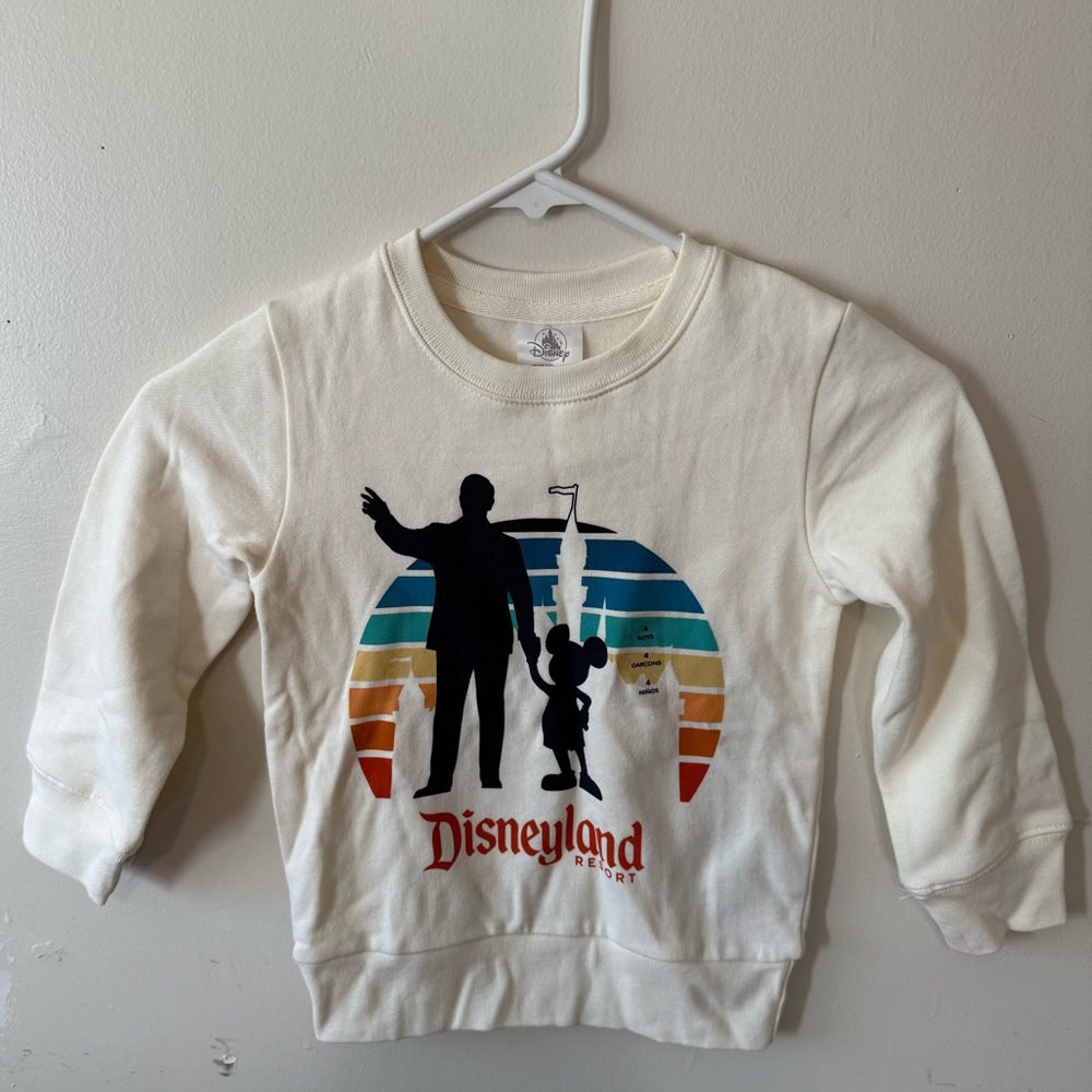 Disney Disneyland Walt Cream Sweatshirt Boys Size 4 Mickey Mouse Castle NWT